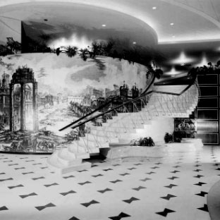 Reception Stairs in black and white,